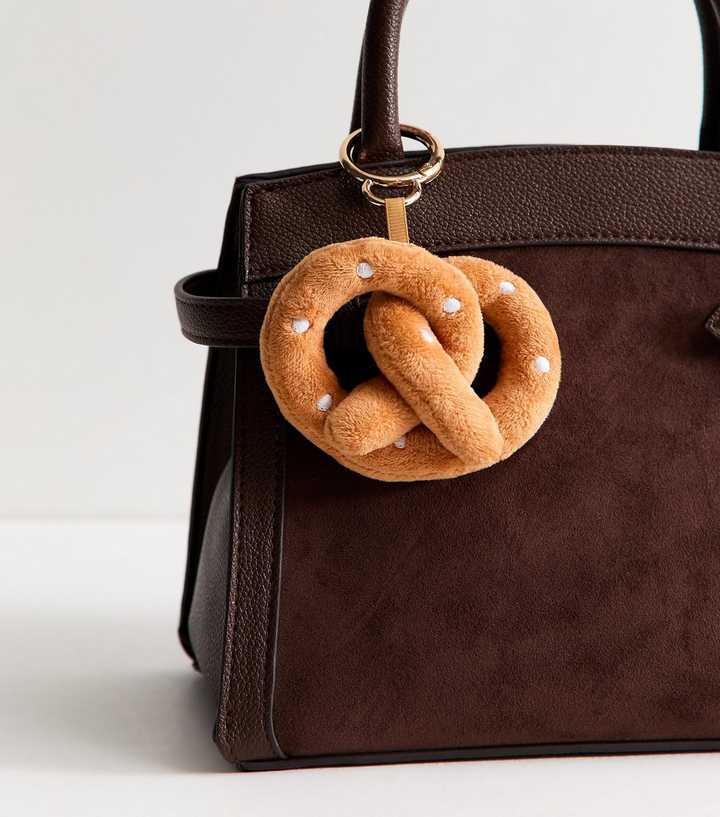 Brown Pretzel Plush Bag Charm