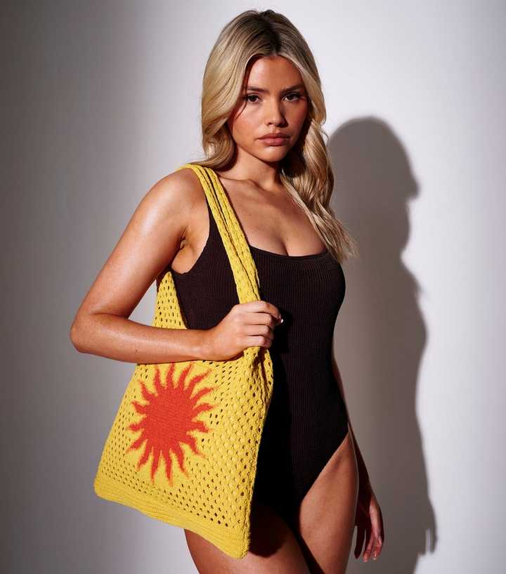 South Beach Yellow Crochet Sun Shoulder Bag