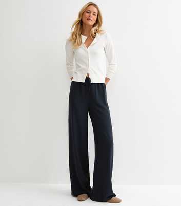Tall Navy Drawstring Waist Wide Leg Trousers
