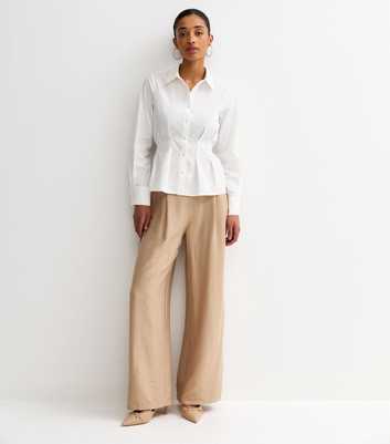 Stone Pull On Wide Leg Trousers