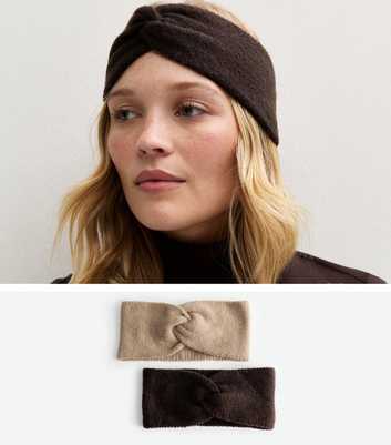 Dark Brown Pack of 2 Knotted Headbands