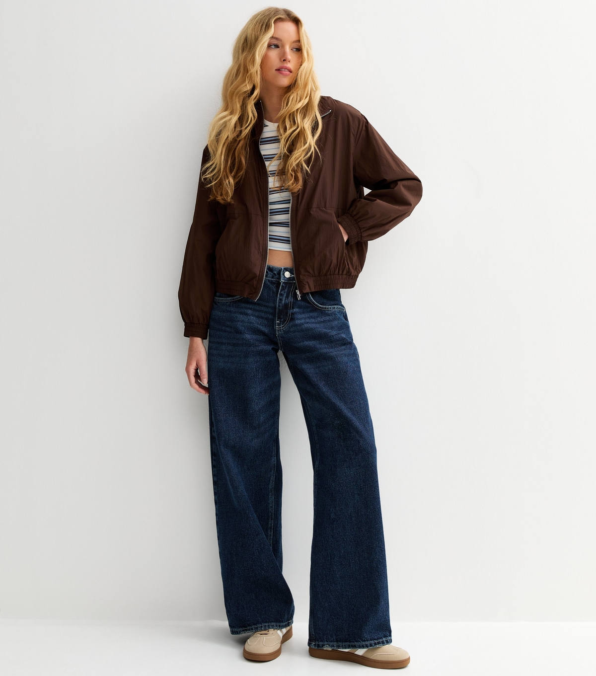 Women's Blue Low Rise Baggy Wide Leg Jeans New Look