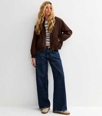 Blue Low Rise Baggy Wide Leg Jeans