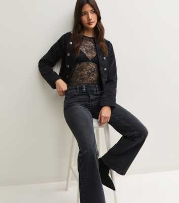 Black Double Button Low Rise Bootcut Jeans