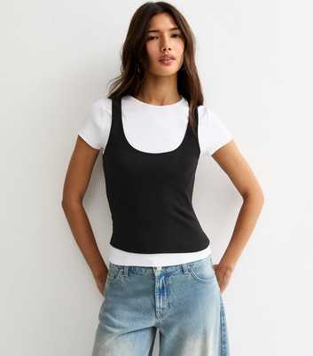 Black Jersey 2-In-1 Vest Baby Tee T-Shirt