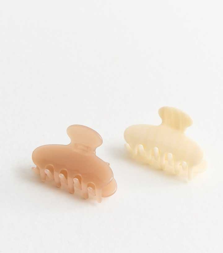 Pack of 2 Cream Curved Hair Claw Clips