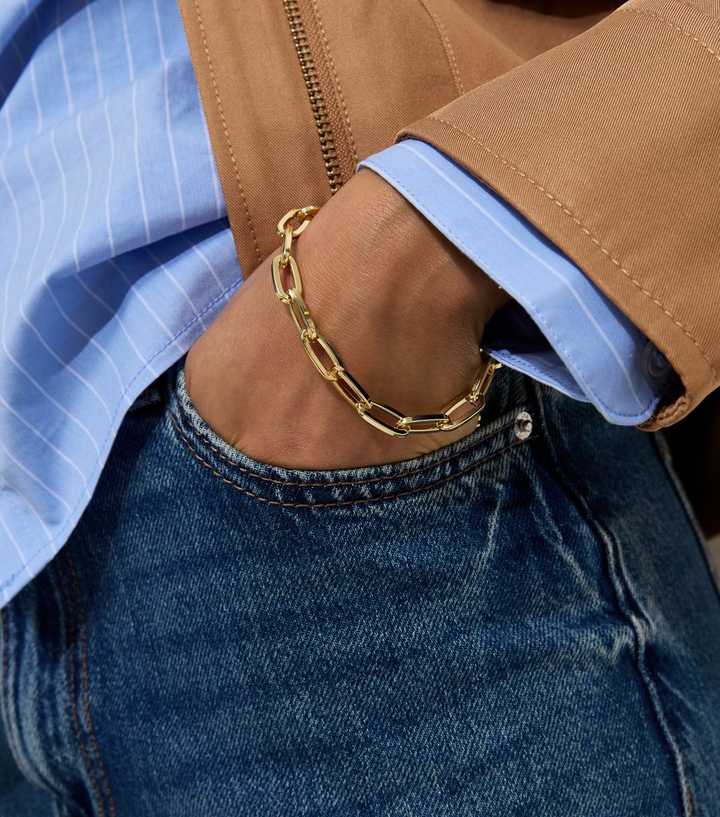 18ct Gold Plated Rectangle Chain Link Bracelet