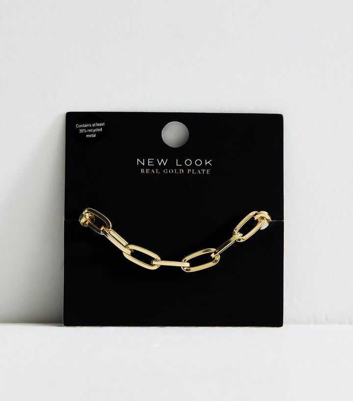 18ct Gold Plated Rectangle Chain Link Bracelet