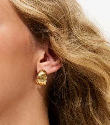 18ct Gold Plated Ribbed Stud Earrings