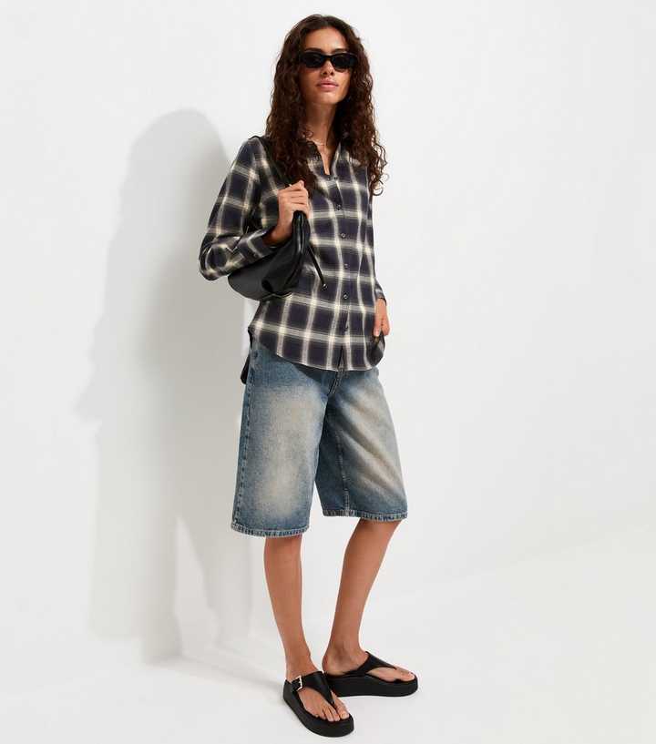 Blue Cotton Checked Long Sleeve Shirt