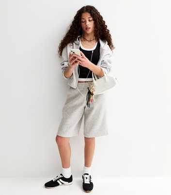 Girls Grey Jersey Longline Shorts