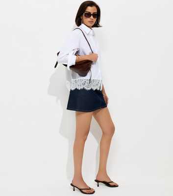 White Cotton Rich Lace Hem Shirt