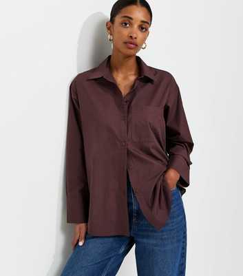 Dark Burgundy Cotton Poplin Long Sleeve Shirt
