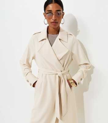 Stone Waterfall Front Draped Mid-Length Coat