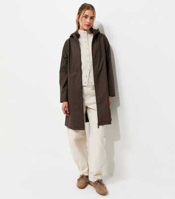 Dark Brown Zip Front Rubberised Rain Anorak