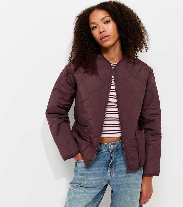 Dark Burgundy Quilted Padded Jacket