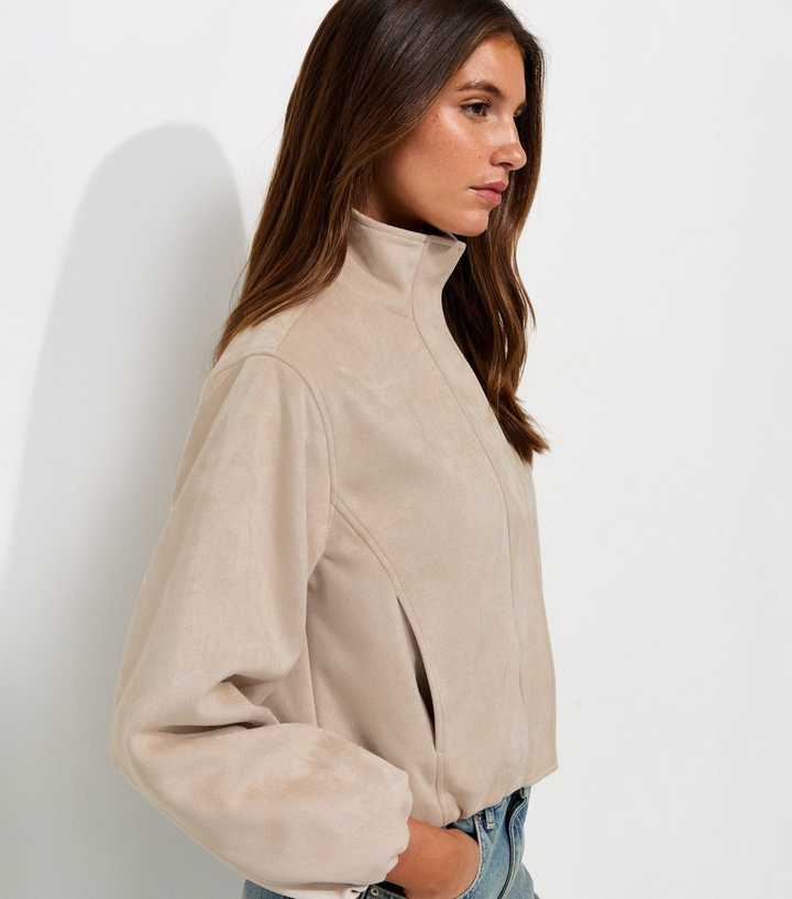 Stone Faux Suede Bubble Hem Jacket