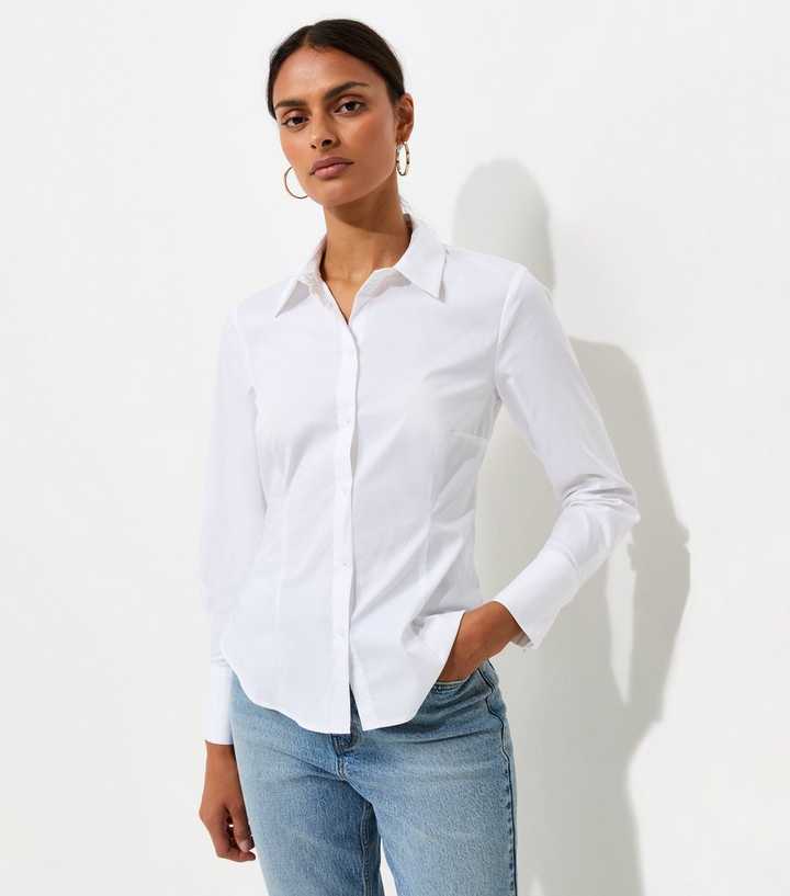 White Cotton Rich Slim Long Sleeve Shirt