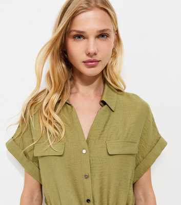 Light Khaki Utility Tie Front Shirt