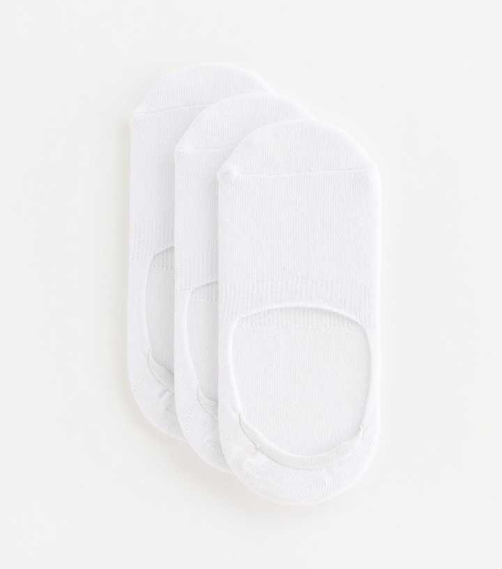 Pack of 3 White Sports Grip Invisible Socks