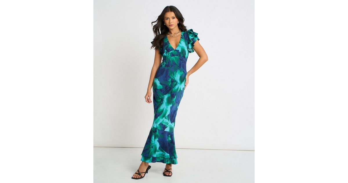 Gini London Green Floral Print Maxi Dress | New Look