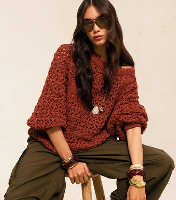 Rust Open Knit Jumper