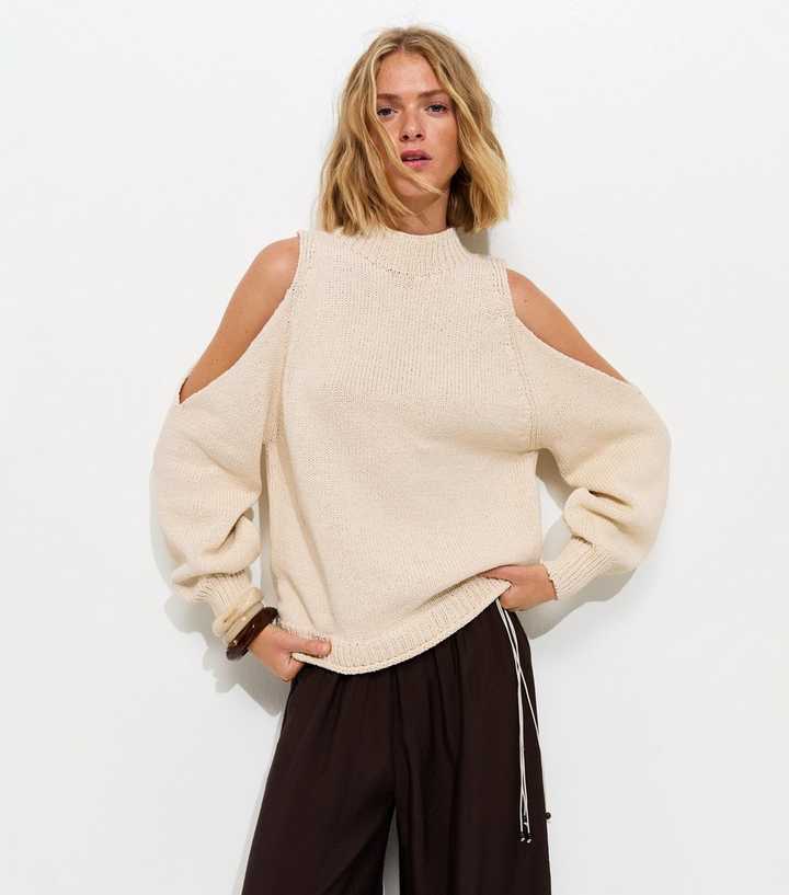 Cream Open Shoulder Jumper