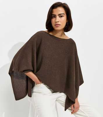 Dark Brown Draped Cape & Vest Top
