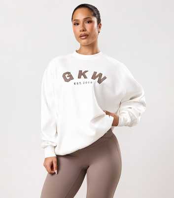 Gym King Cream Appliqué Logo Oversized Sweatshirt