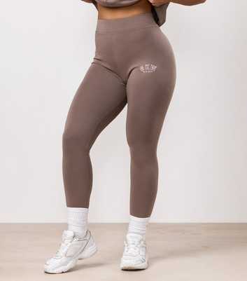 Gym King Light Brown Embroidered Logo Leggings
