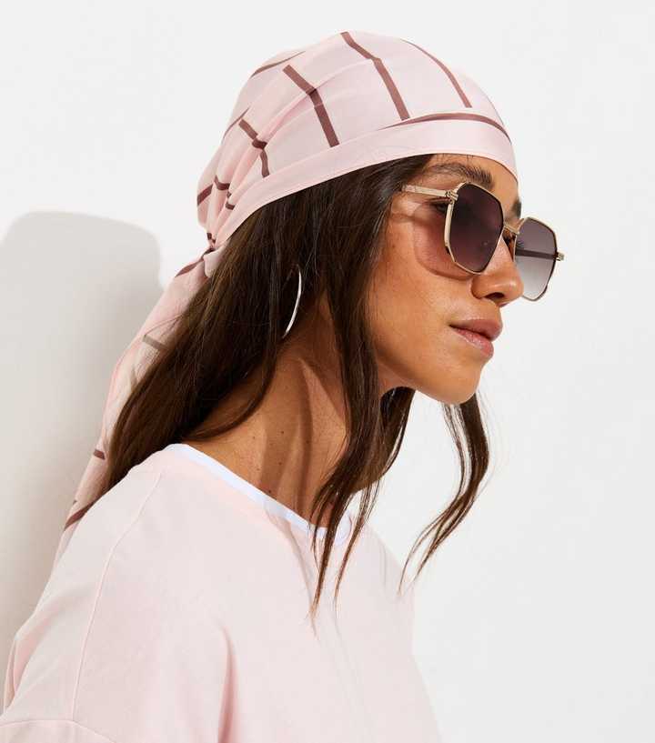 Pink Stripe Print Head Scarf