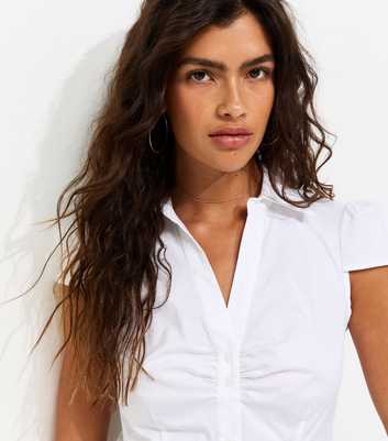 White Fitted Double Button Shirt