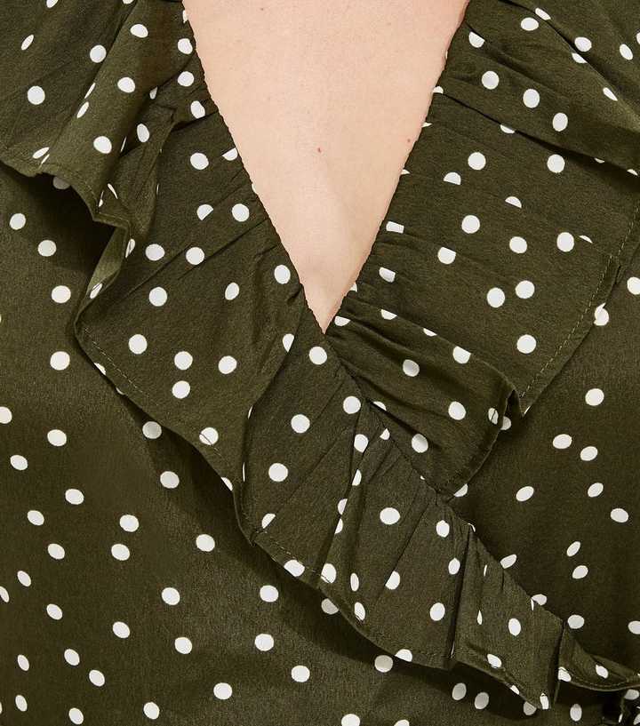 green and white polka dot wrap dress Mini cf-size-xxs
