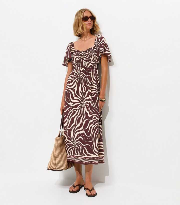 brown swirl print dress Panel Print Dress in Caramel Swirl by Tirelli - Kindred Spirit Boutique