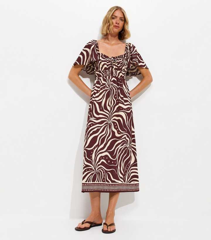 brown swirl print dress Panel Print Dress in Caramel Swirl by Tirelli - Kindred Spirit Boutique