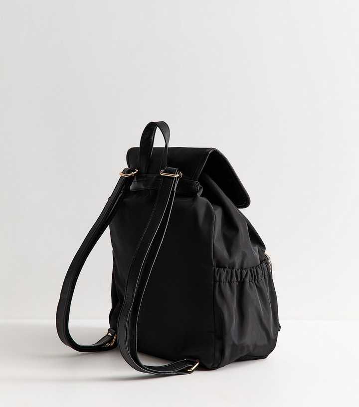 black mini backpack new look NYLON zip closure Nylon Backpack Women's New Look