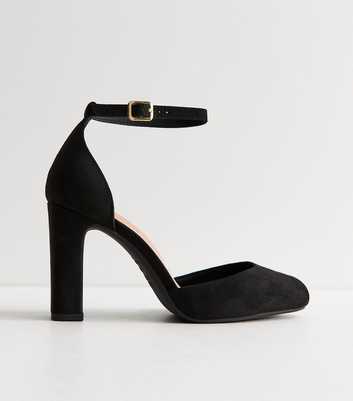 Wide Fit Black Faux Suede Mary Jane Heels