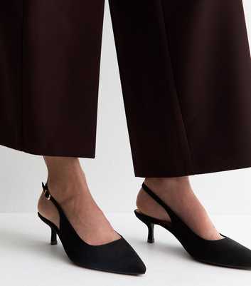 Wide Fit Black Faux Suede Slingback Pumps