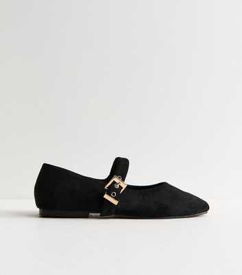 Truffle Black Faux Suede Mary Jane Flats
