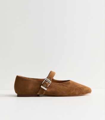 Truffle Tan Faux Suede Mary Jane Flats