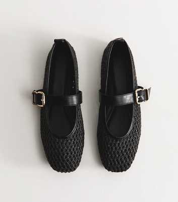 Truffle Black Faux Leather Woven Mary Jane Pumps