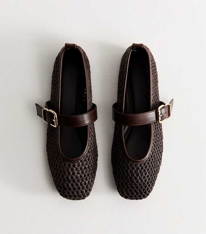 Truffle Brown Faux Leather Woven Mary Jane Pumps