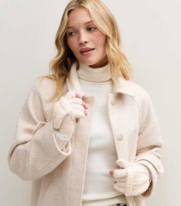 Cream Cable Knit Flip Top Gloves
