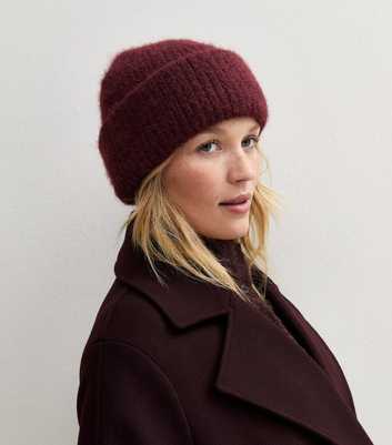 Dark Pink Chunky Ribbed Knit Beanie