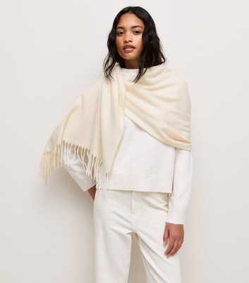 Cream Classic Fringed Scarf