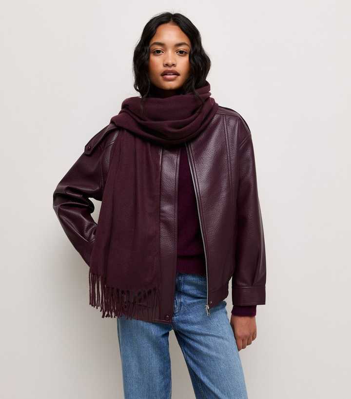 Dark Burgundy Classic Fringed Scarf