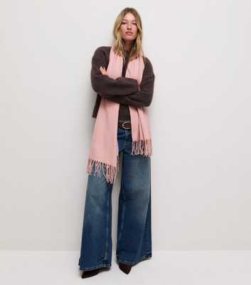 Pink Classic Fringed Scarf