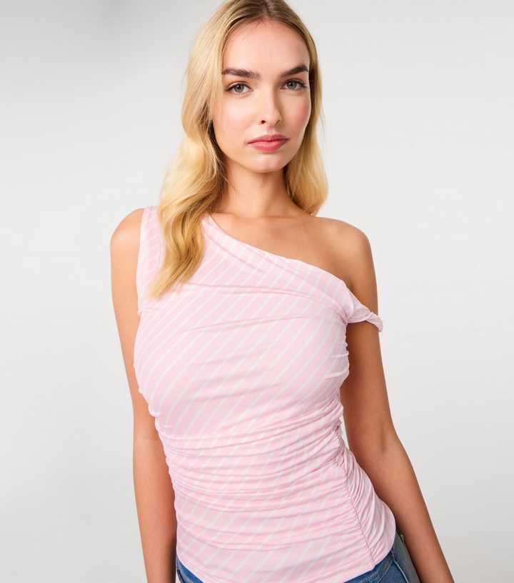 Pink Vanilla Light Pink Stripe Aymmetric Top