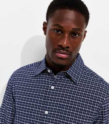 Blue Cotton Regular Fit Long Sleeve Checked Shirt
