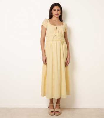 Blue Vanilla Light yellow Broderie Anglaise Midi Dress